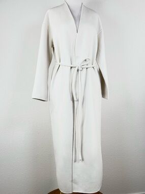 ANINE BING Wool Cashmere Wrap Coat Ivory XS Minimalist Belted Long CBK Style